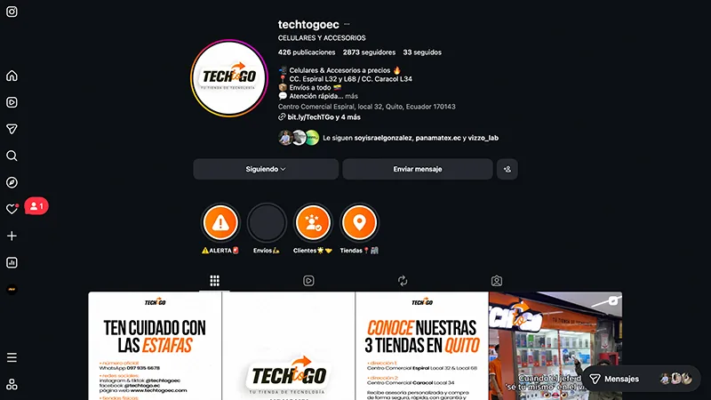 Comparación de biografías de Instagram efectivas e inefectivas para negocios en Ecuador